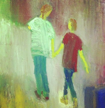 Siblings, olja på duk, 50x50 cm, 2015